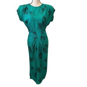 Vintage Milanzo 80’s, 90’s Green & Black Sheath Dress Sz 6/8 Retro, Occassion